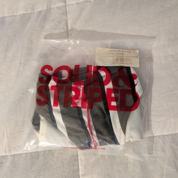 NWT SOLID & STRIPED Rachel Bikini Bottom - Olive/Cream/Black Stripe XL - Picture 7 of 7